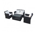 Set mobilier gradina PE-Rattan, gri, masa, 2 fotolii si canapea