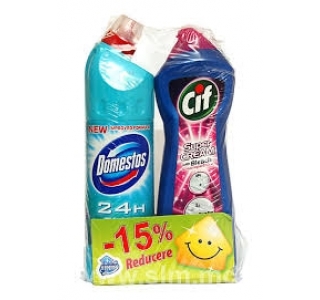 Универсальные средства Set Cif  Lemon 500ml + Domestos  Atlantic 750ml