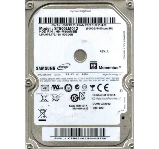 2.5" HDD  500GB-SATA- 8MB-5400 Seagate "Momentus (ST500LM012) (Samsung HN-M500MBB)"