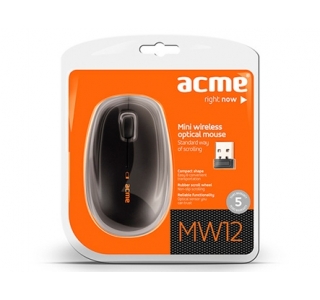 Acme MW12 Mini wireless optical mouse , Black, 1000dpi, 2.4GHz up to 15m