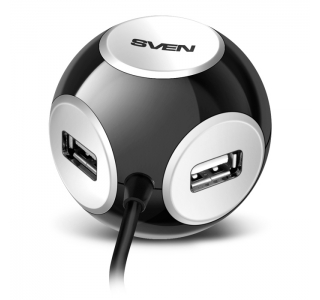 USB 2.0 Hub 4-port SVEN "HB-444", Silver-Black