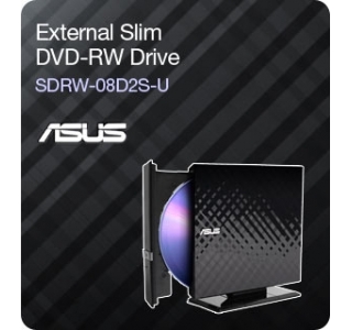 ASUS SDRW-08D2S-U LITE Black External Slim DVD+-R/RW Drive