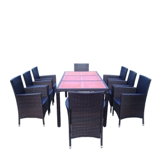 Set mobilier pentru gradina, maro, 8 scaune si masa, 190 x 190 x 75 cm