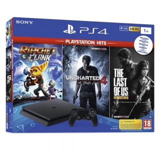 Sony PS4 (Playstation 4), 1 TB + Ratchet & Clank + Uncharted 4 + The Last of Us