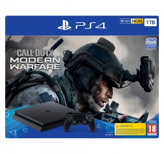 Sony PS4 Slim (PlayStation 4), 1TB, Negru + Call of Duty Modern Warfare