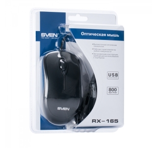 Mouse SVEN RX-165, Black, Optical 800dpi, USB