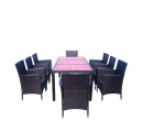 Set mobilier pentru gradina, maro, 8 scaune si masa, 190 x 190 x 75 cm